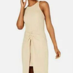 Material Girl Womens Sleeveless Midi Knot Front beige Dress Juniors Small